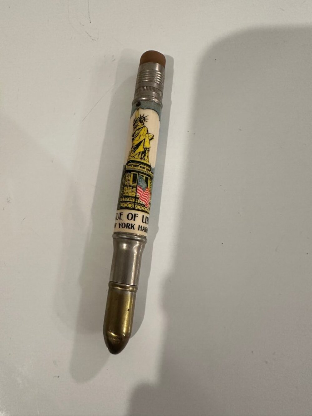 Vintage Statue of Liberty New York Harbor Bullet Pencil Souvenir